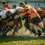 The Moscow rugby team is engaged in a challenging match against their opponents