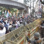 সন্ত্রাস ও নারী নির্যাতনের বিরুদ্ধে পুলিশ সদর দপ্তর ঘেরাও করল কংগ্রেস