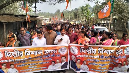 কল্যাণপুরে বিজেপির বিজয় মিছিল