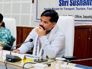 সিপাহিজলা জেলাশাসক অফিসে বৈঠক করেন মন্ত্রী সুশান্ত চৌধুরী