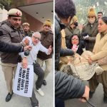 শাহের দফতরের সামনে তৃণমূল সাংসদদের সঙ্গে পুলিশের ধস্তাধস্তি, আইপ্যাক-অভিযানের প্রতিবাদে বিক্ষোভ