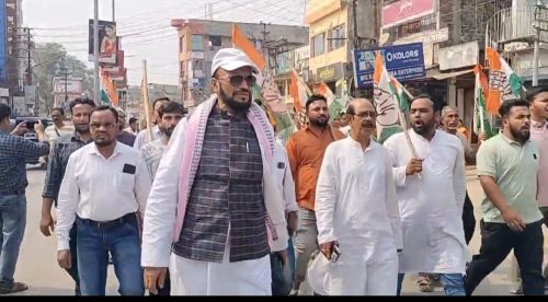 গণতান্ত্রিক কণ্ঠরোধের অভিযোগে কৈলাসহরে যুব কংগ্রেসের বিক্ষোভ মিছিল