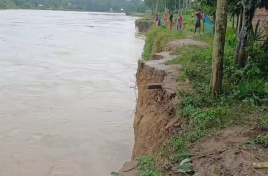 গোমতীর ভাঙনে বিপর্যস্ত মেলাঘর, নিরাপদ আশ্রয়ের খোঁজে নদী তীরের পরিবারগুলি