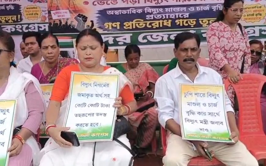 বিদ্যুৎ বিল বৃদ্ধি ও স্মার্ট মিটার বাতিলের দাবিতে কংগ্রেসের গণধর্না, রাজ্যজুড়ে আন্দোলনের হুঁশিয়ারি