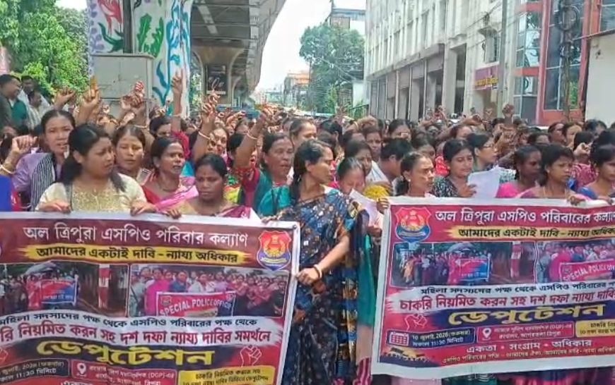 চাকরি নিয়মিতকরণ-সহ ১০ দফা দাবিতে ডিজিপি দপ্তরে ডেপুটেশন এসপিও পরিবারের