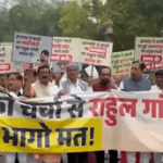 ‘রাহুল গান্ধী পালাবেন না’ পোস্টার হাতে সংসদ চত্বরে এনডিএ সাংসদদের প্রতিবাদ মিছিল