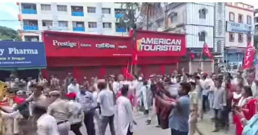জনবিরোধী নীতির প্রতিবাদে আগরতলায় বামেদের জেল ভরো আন্দোলন, পুলিশের ব্যারিকেড ভেঙে পথে হাজার হাজার কর্মী